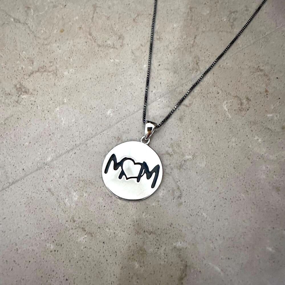 Sterling Silver "Im so glad you're my mom" Necklace-Rhodium Plated Chain